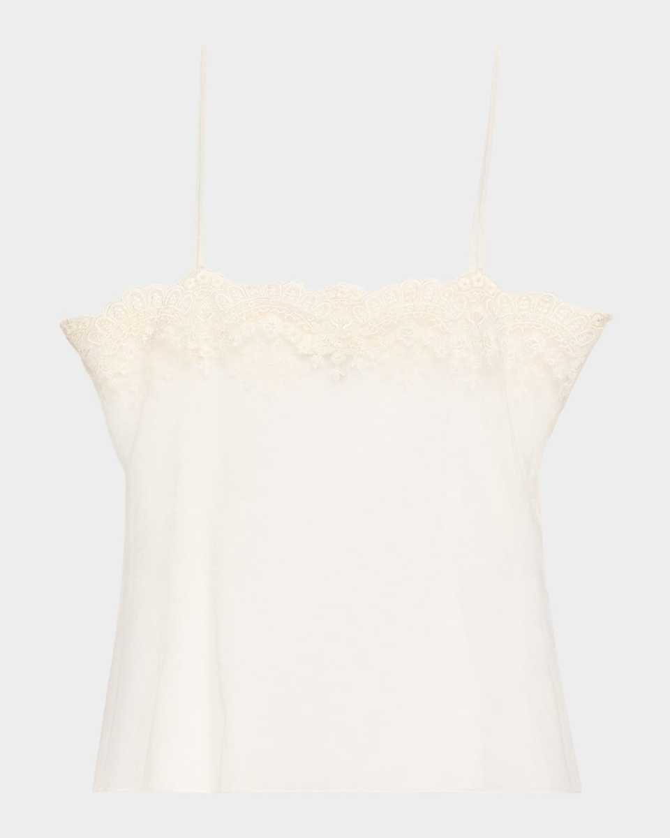 Fitted Lace Embroidered Tank Top